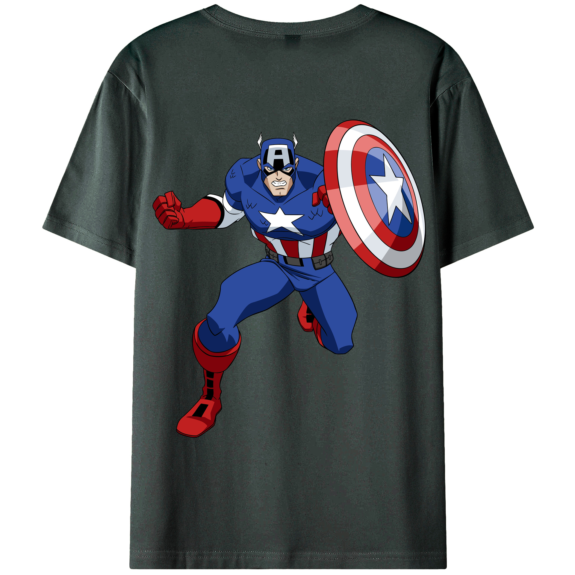 （画像用） アベンジャーズ The Avengers 綿100％ メンズ半袖Tシャツ（バックプリント） 通気性